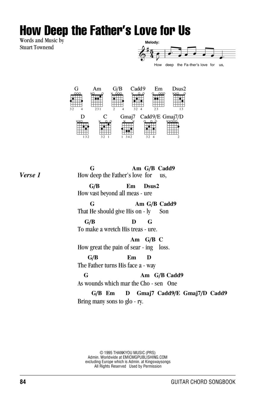 How Deep The Father's Love For Us Easy Guitar scores gallery preview page 1
