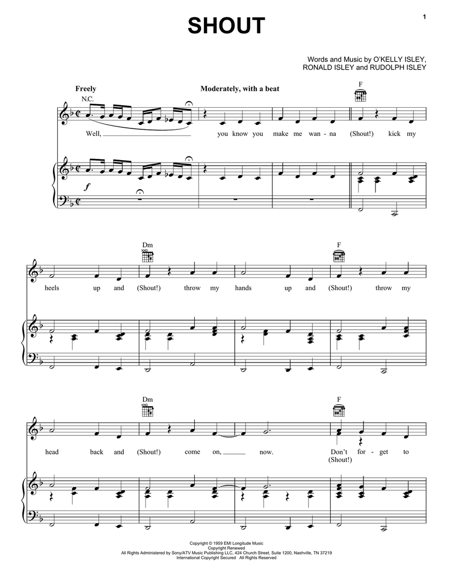 Shout Shout Piano, Vocal, Guitar scores gallery preview page 1