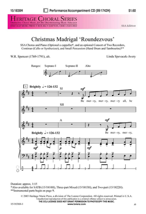 Book cover for Christmas Madrigal Roundezvous