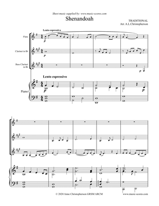 Shenandoah - Flute, Clarinet, Bass Clarinet and Piano