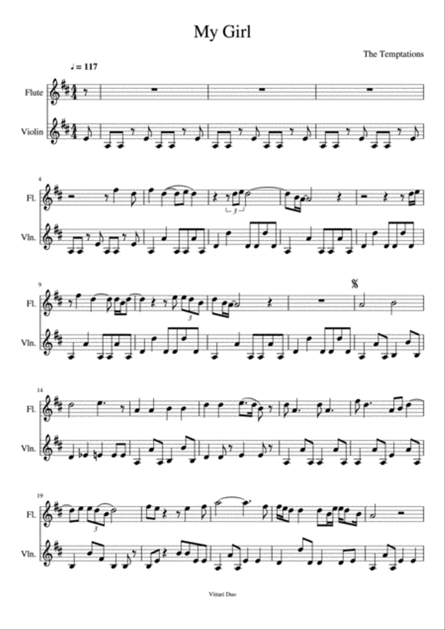 My Girl Flute scores gallery preview page 1