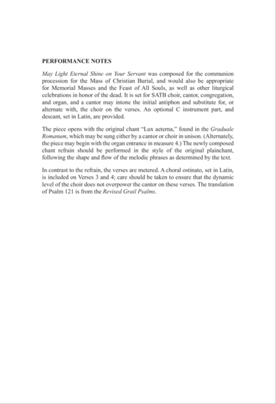 May Light Eternal Shine on Your Servant: Communion Antiphon for the Mass of Christian Burial 4-Part scores gallery preview page 2