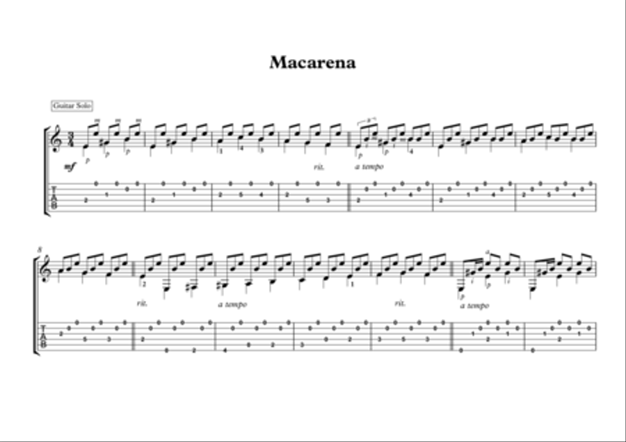 Macarena spanish guitar solo by Traditional Classical Guitar