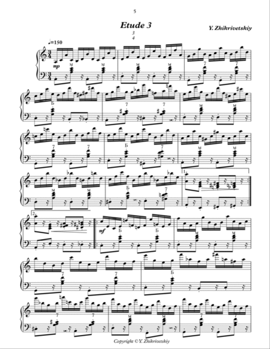 Y.Zhikrivetskiy 12 etudes for accordion Small Ensemble scores gallery preview page 6