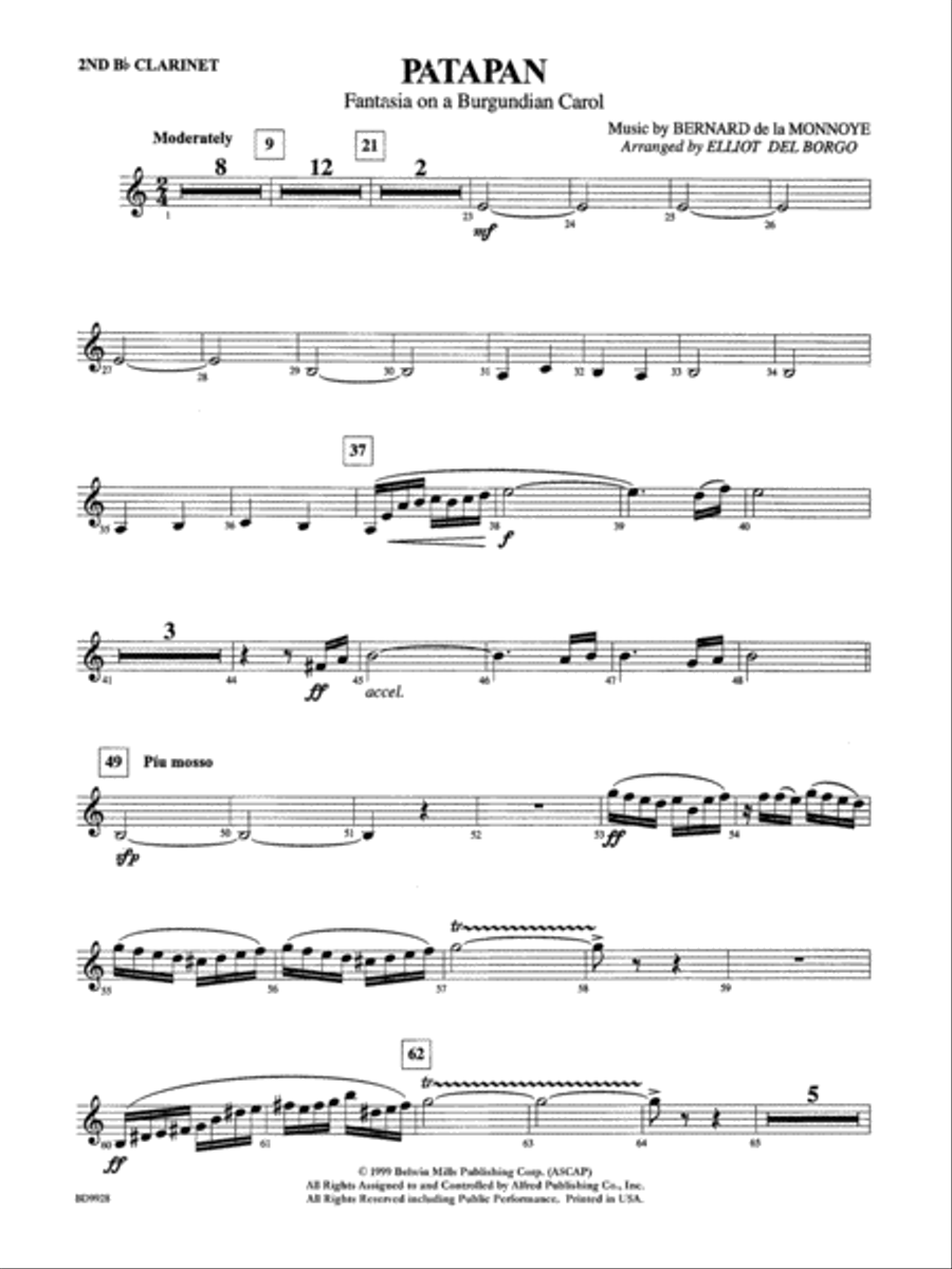 Patapan: 2nd B-flat Clarinet Concert Band scores gallery preview page 1