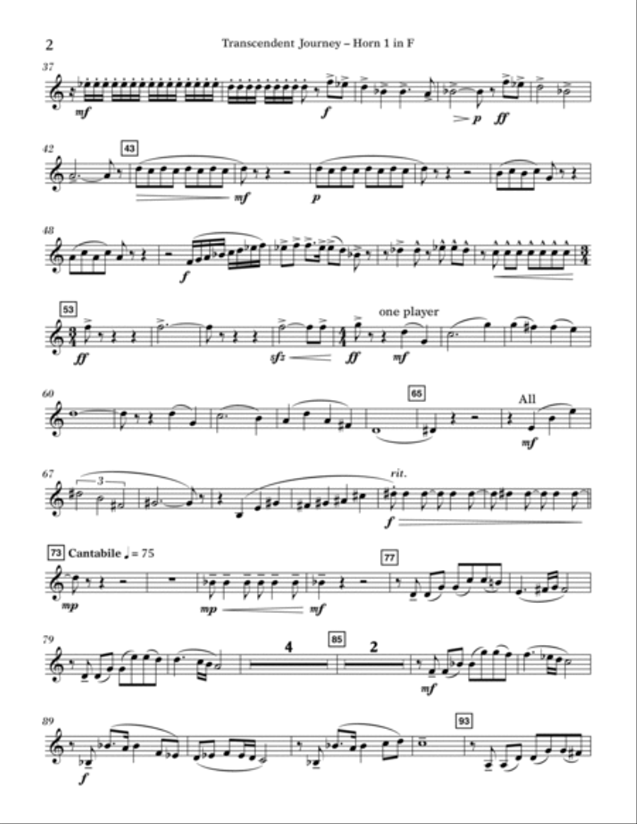 Transcendent Journey - Horn 1 in F Horn scores gallery preview page 2