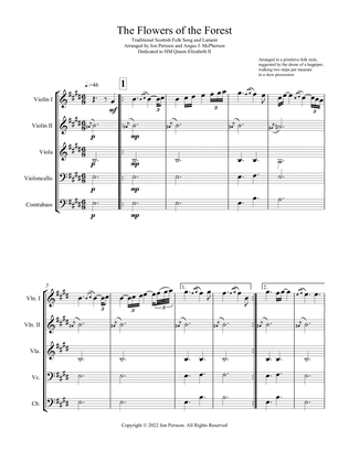 "The Flowers of the Forest" for String Quartet/Quintet - COMPLETE SCORE & PARTS