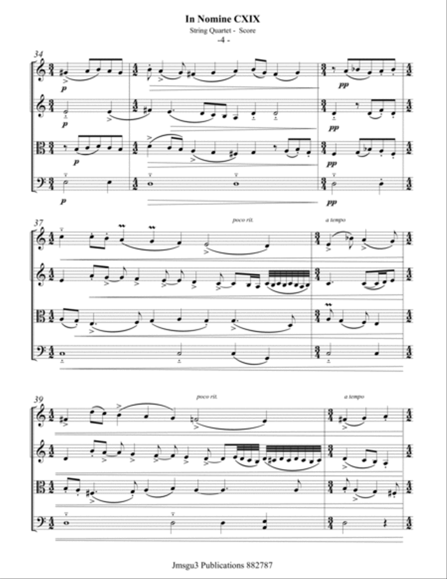 Bull: In Nomine CXIX for String Quartet - Score Only String Quartet scores gallery preview page 4