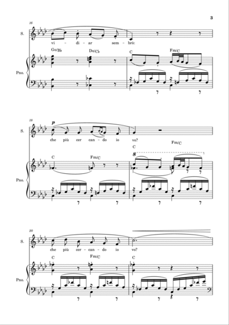 Una Furtiva Lagrima (Soprano in Fm) Piano, Vocal, Guitar scores gallery preview page 3