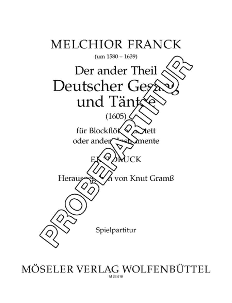 Der ander Theil Deutscher Gesang und Tantze 4-Part scores gallery preview page 2