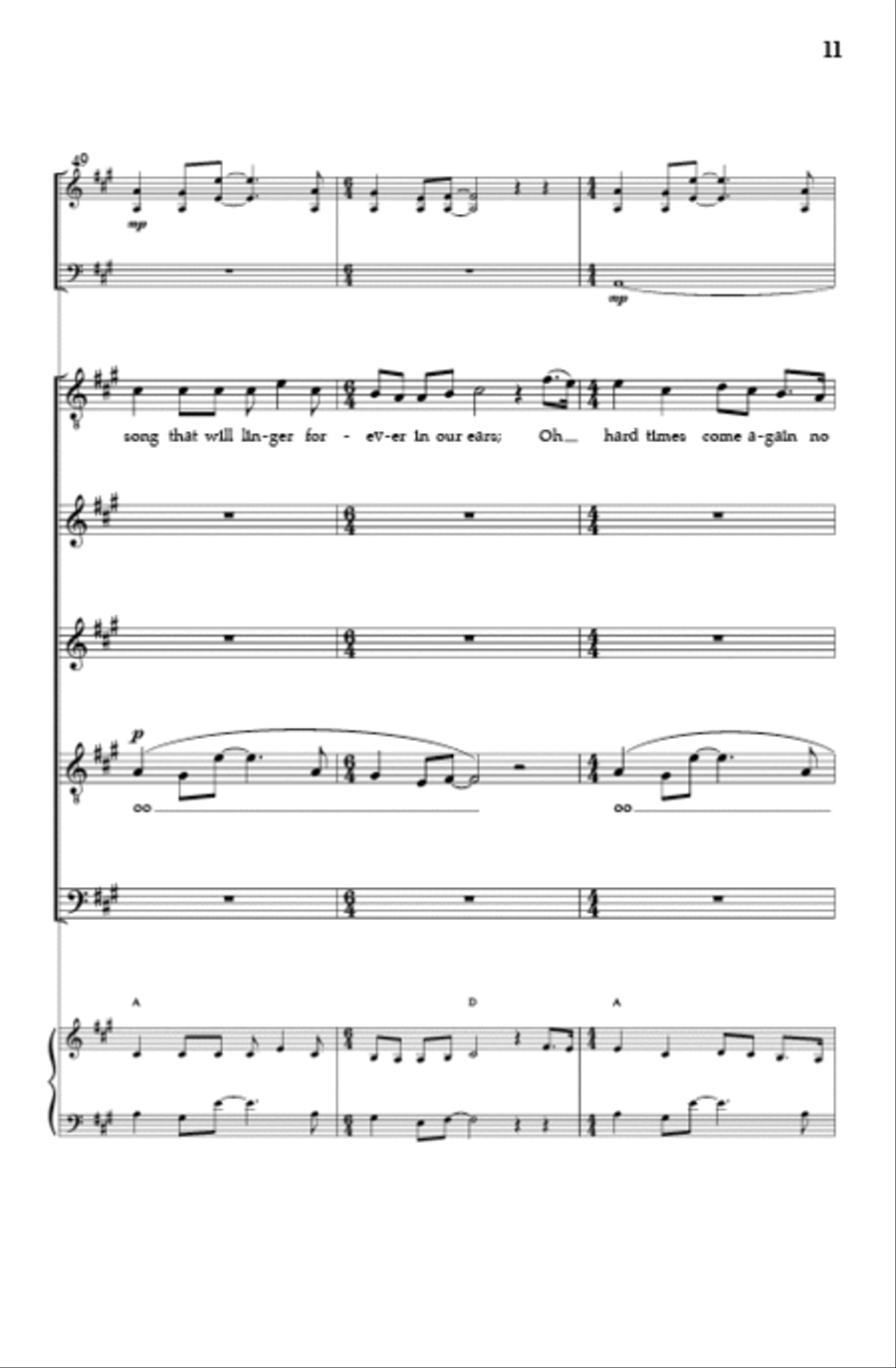 Hard Times (SATB) 4-Part scores gallery preview page 10