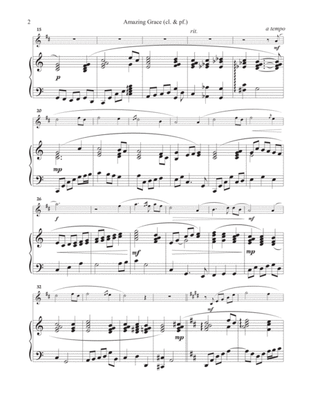 Amazing Grace (Bb Clarinet & Piano) - Full Set image number null