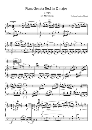 Mozart - Piano Sonata No.1 in C major, K.279/189d - 1st Mov Original With Fingered - For Piano Solo
