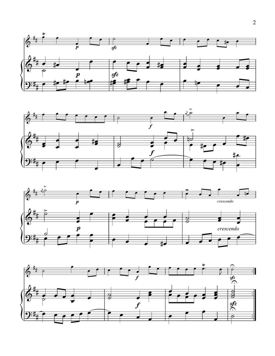 Gavotte 1 & 2 BWV 1068 for flute or violin and piano Flute Solo scores gallery preview page 3