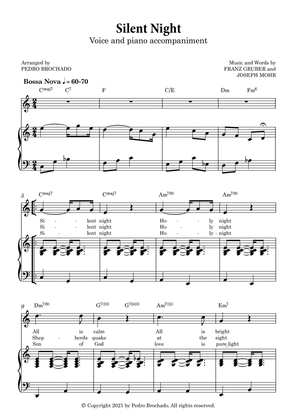 Silent Night in Bossa Nova - For Voice and Piano (in C) v2