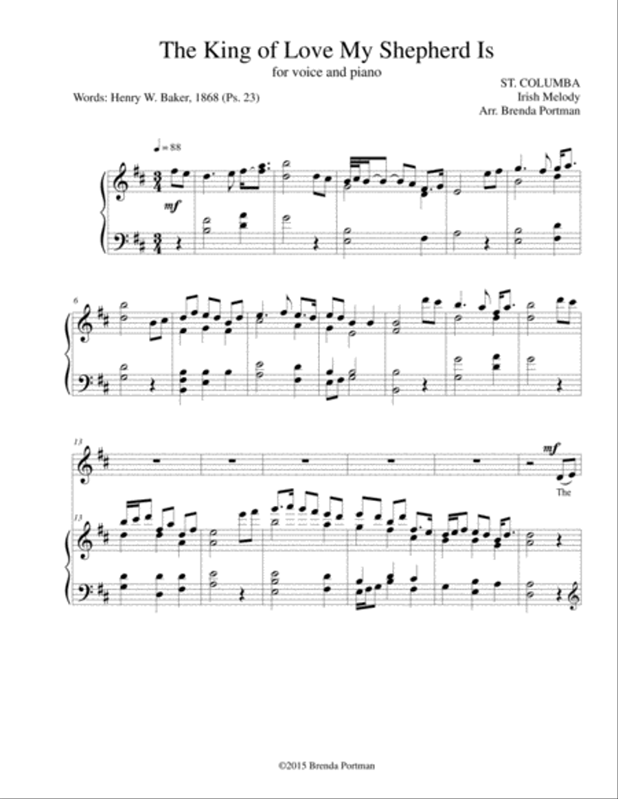 The King of Love My Shepherd Is (ST. COLUMBA), High Voice, arr. Brenda Portman High Voice scores gallery preview page 1