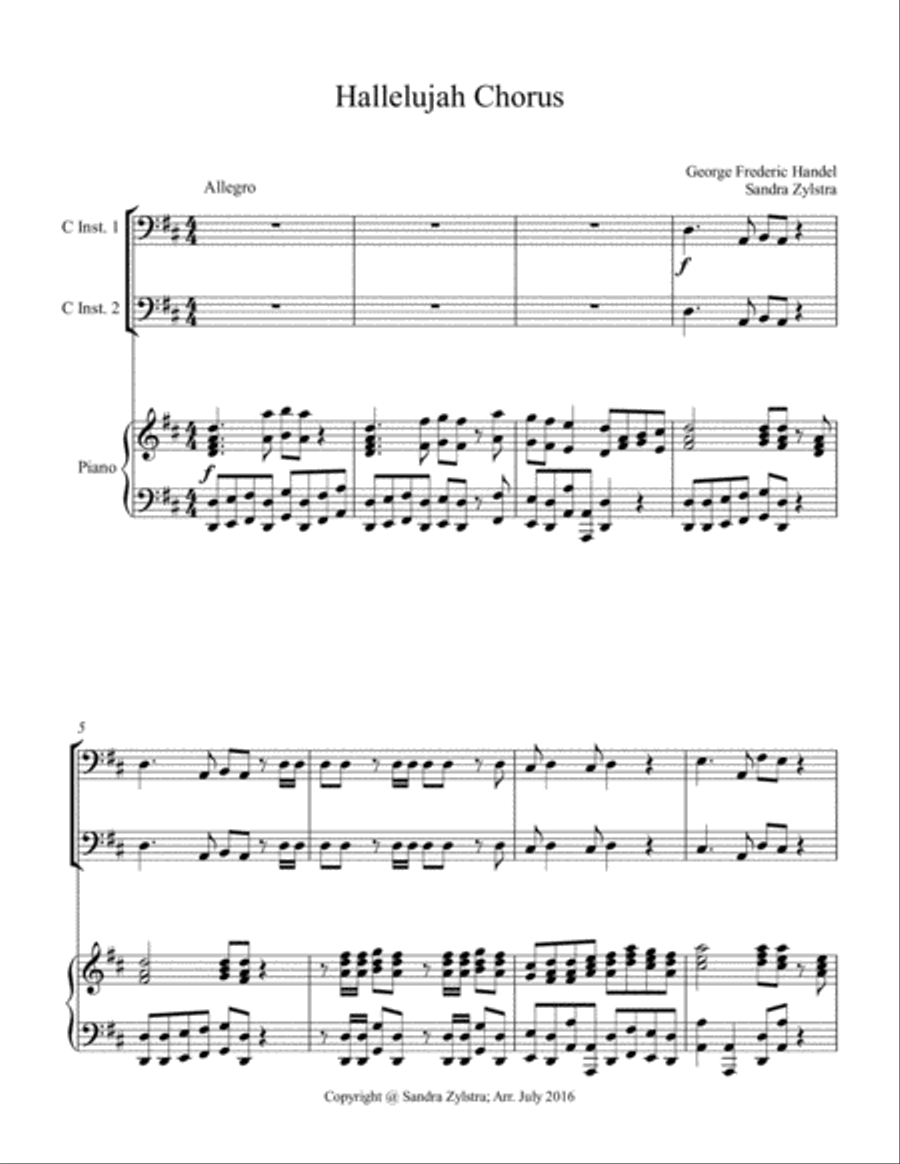Hallelujah Chorus (bass C instrument duet) Choir scores gallery preview page 2
