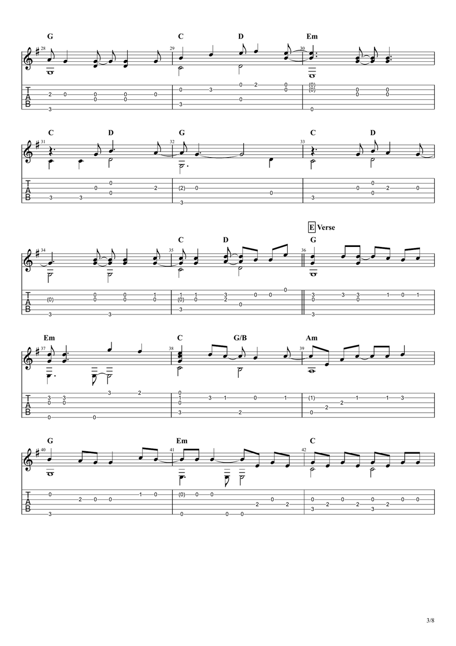 Redemption Song Guitar Tablature scores gallery preview page 3