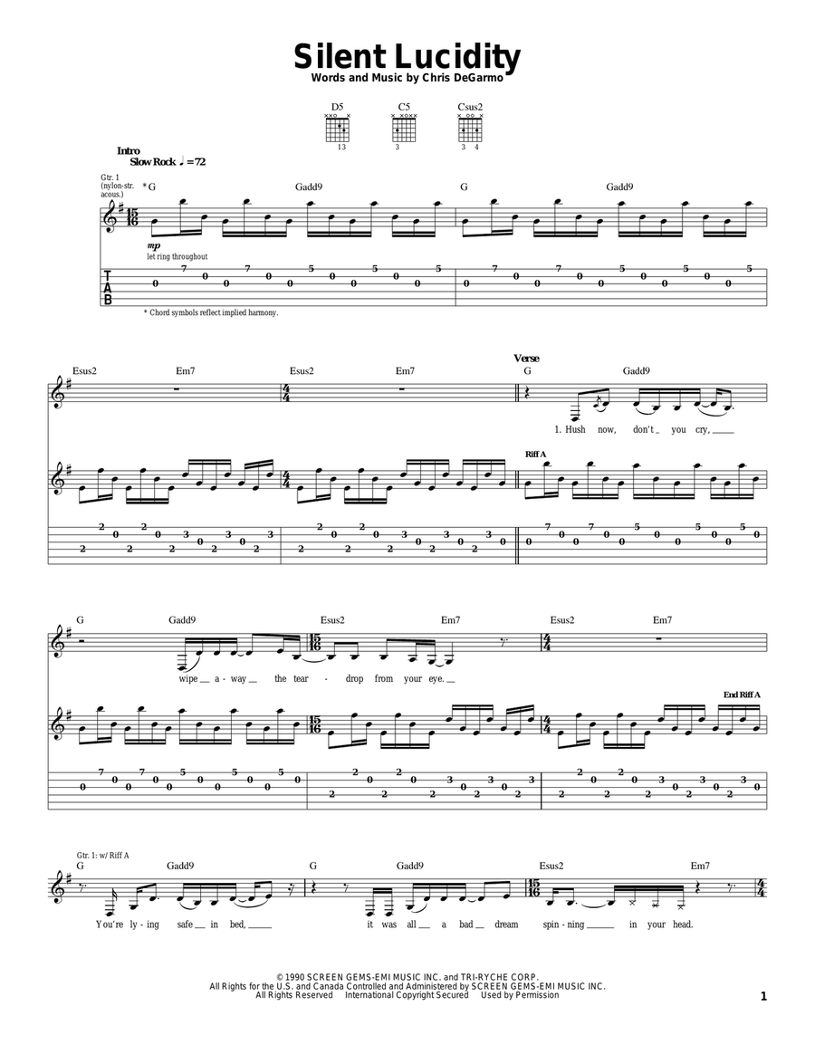 Silent Lucidity Acoustic Guitar scores gallery preview page 1