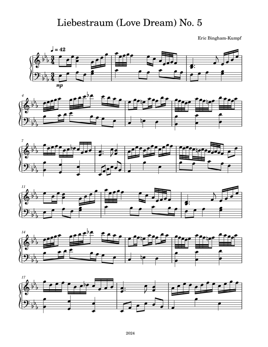 Liebestraum (Love Dream) No. 5 Piano Solo scores gallery preview page 1