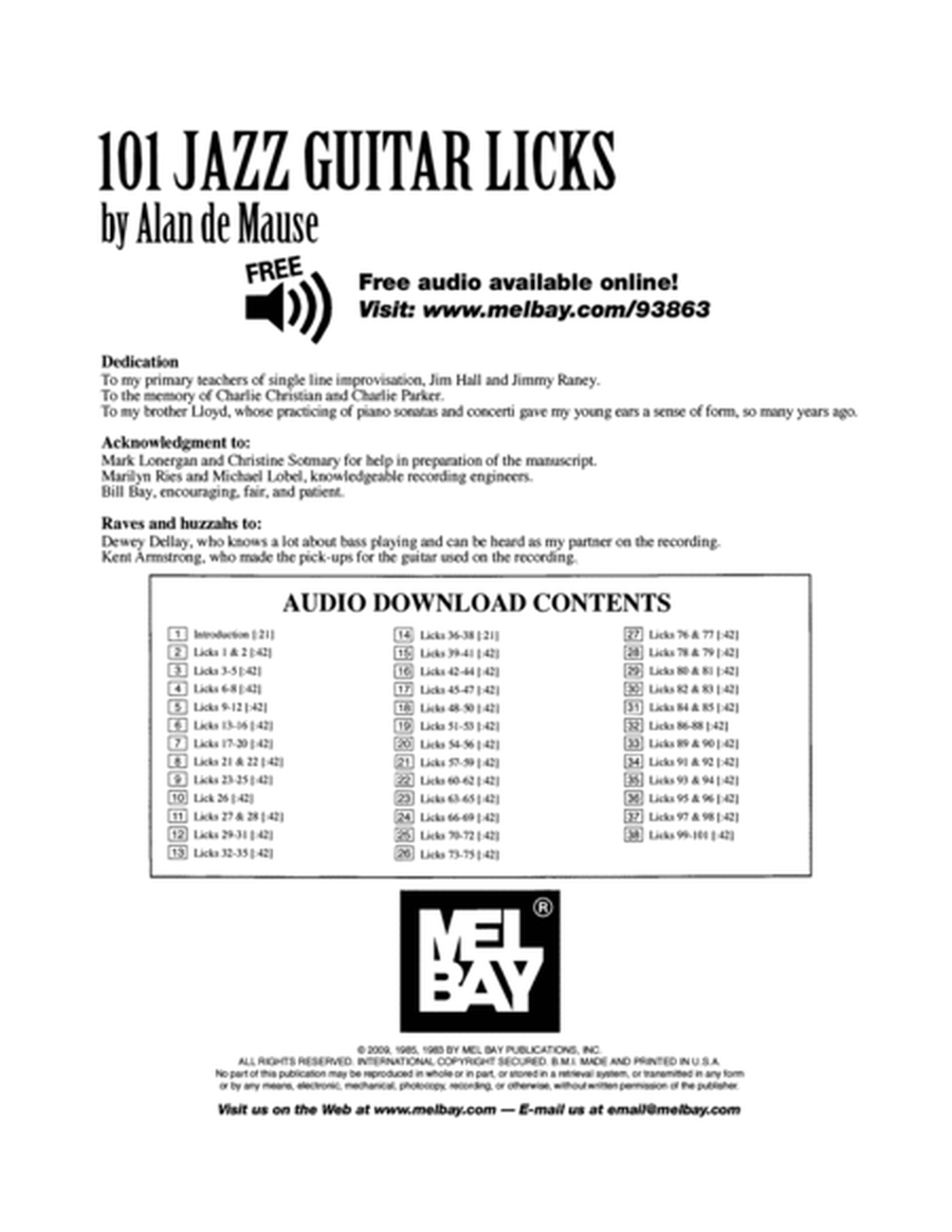 101 Jazz Guitar Licks