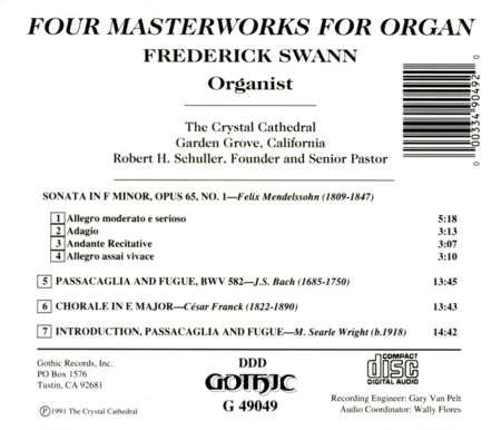 Four Masterworks for Organ