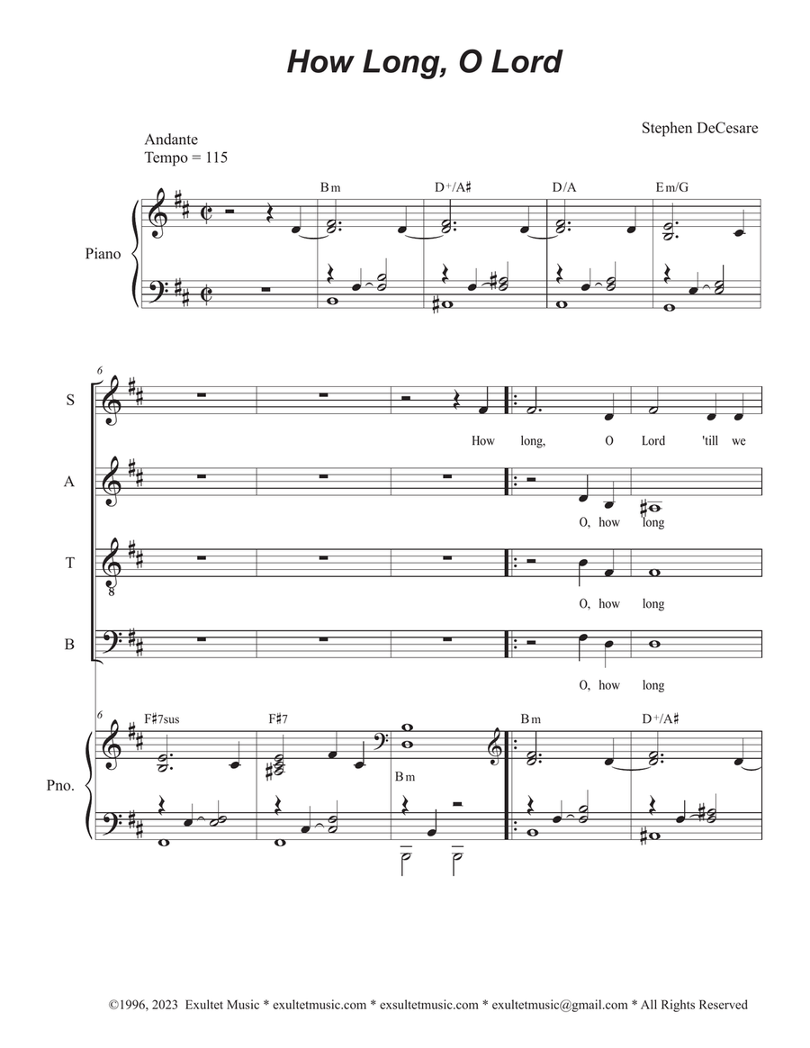 How Long, O Lord (SATB)
