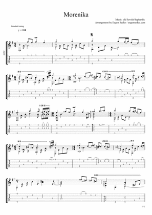 Morenika / שחרחורת - Jewish/Sephardic song, solo guitar arrangement, notes & tabs