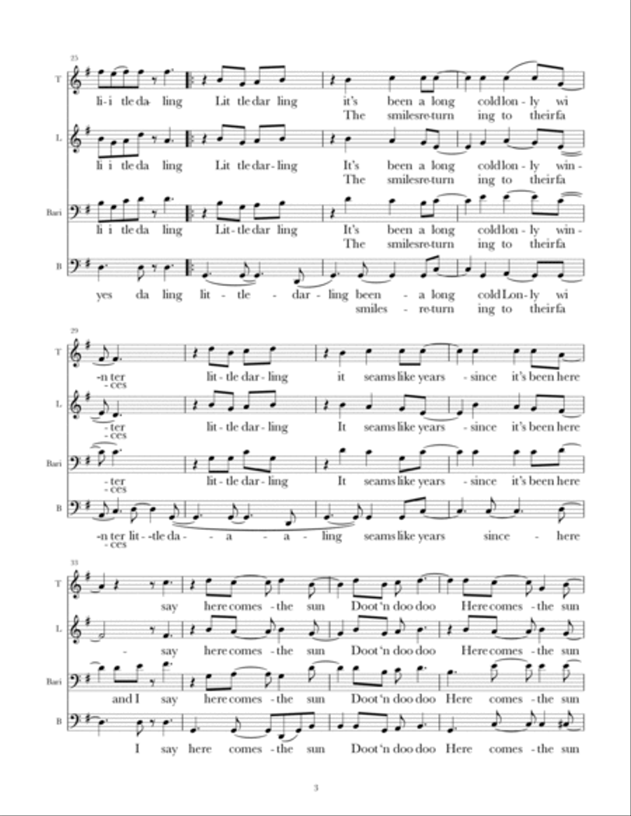 Here Comes The Sun 4-Part scores gallery preview page 3