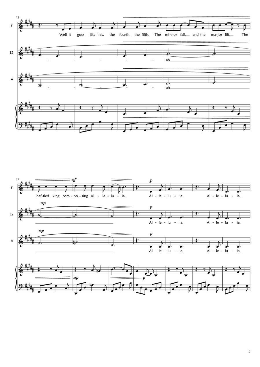 Hallelujah SSA scores gallery preview page 2