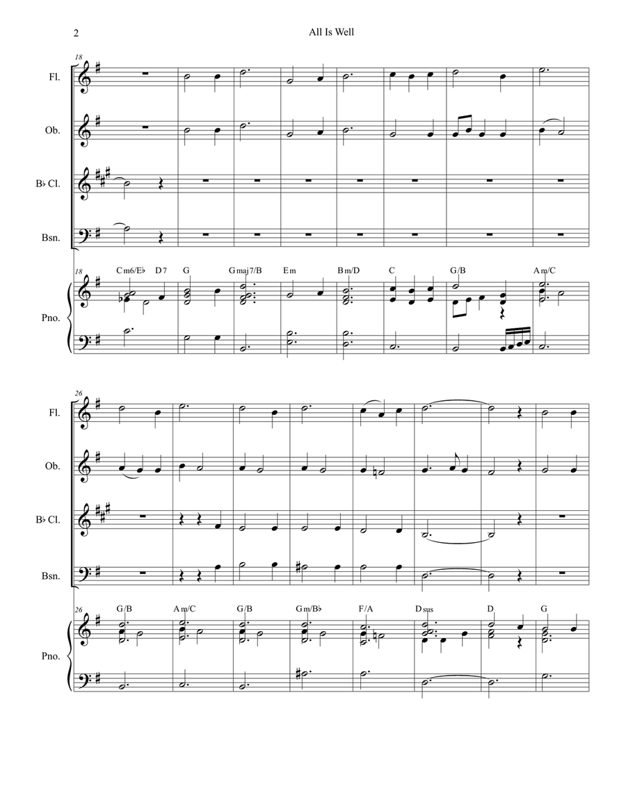All Is Well All Is Well Woodwind Quartet scores gallery preview page 2