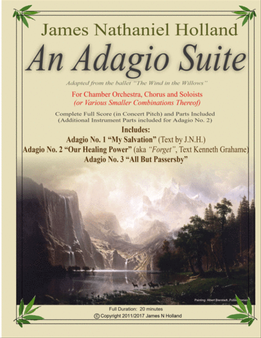 An Adagio Suite, in Three Movements for Small Orchestra, Solo Voices, SATB Chorus(or Various Combina 4-Part scores gallery preview page 1