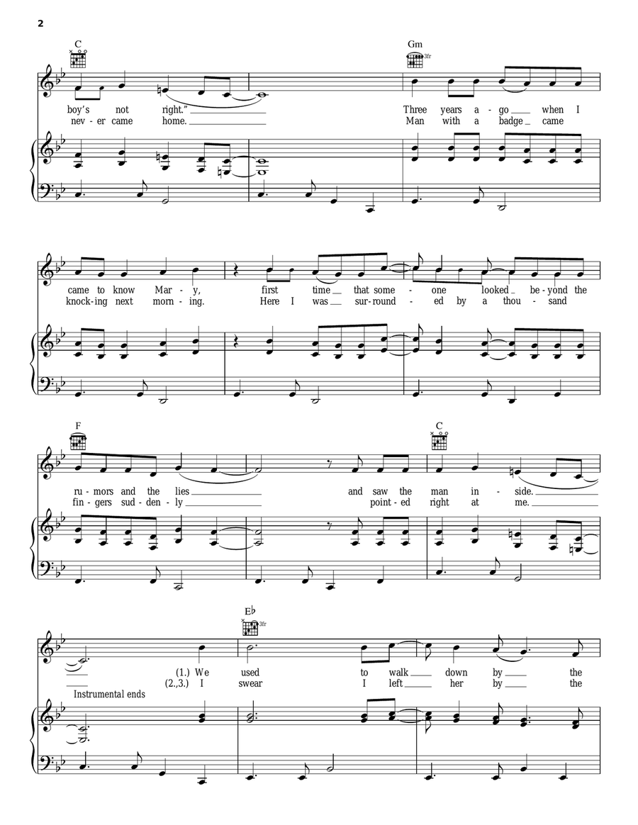 Hazard Piano, Vocal, Guitar scores gallery preview page 2