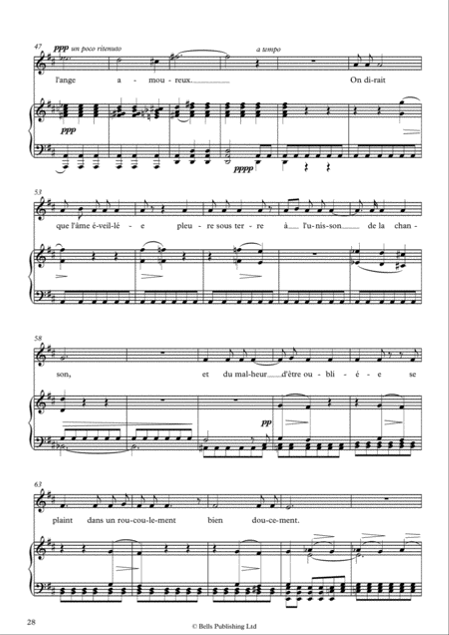 Au cimetiere (Clair de lune), Op. 7 No. 5 (Original key. D Major) Voice Solo scores gallery preview page 3