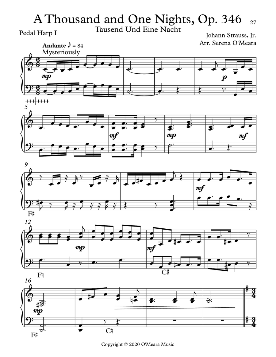 A Thousand and One Nights, Op 346 - Pedal Harp I Pedal Harp scores gallery preview page 2