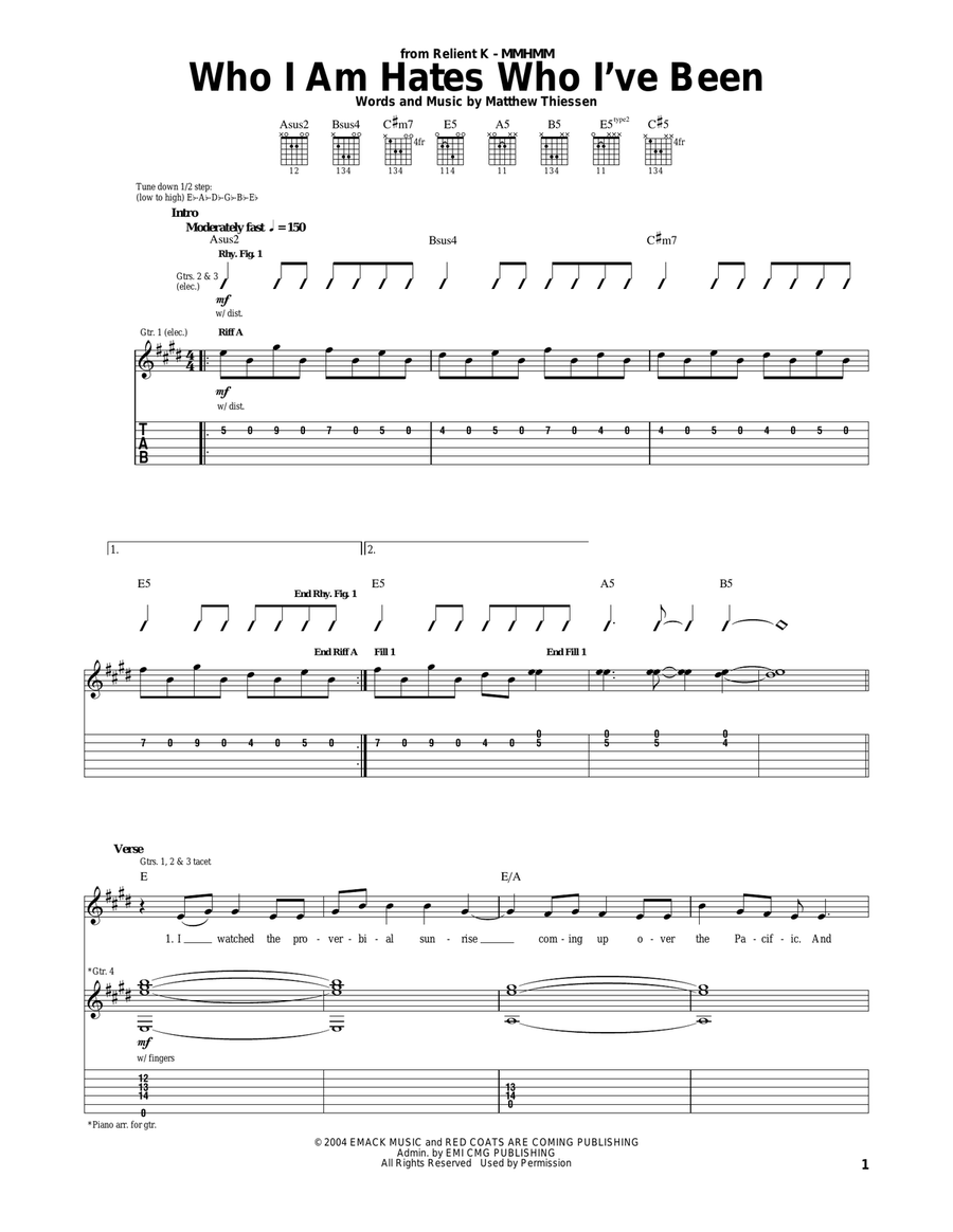 Who I Am Hates Who I've Been Acoustic Guitar scores gallery preview page 1