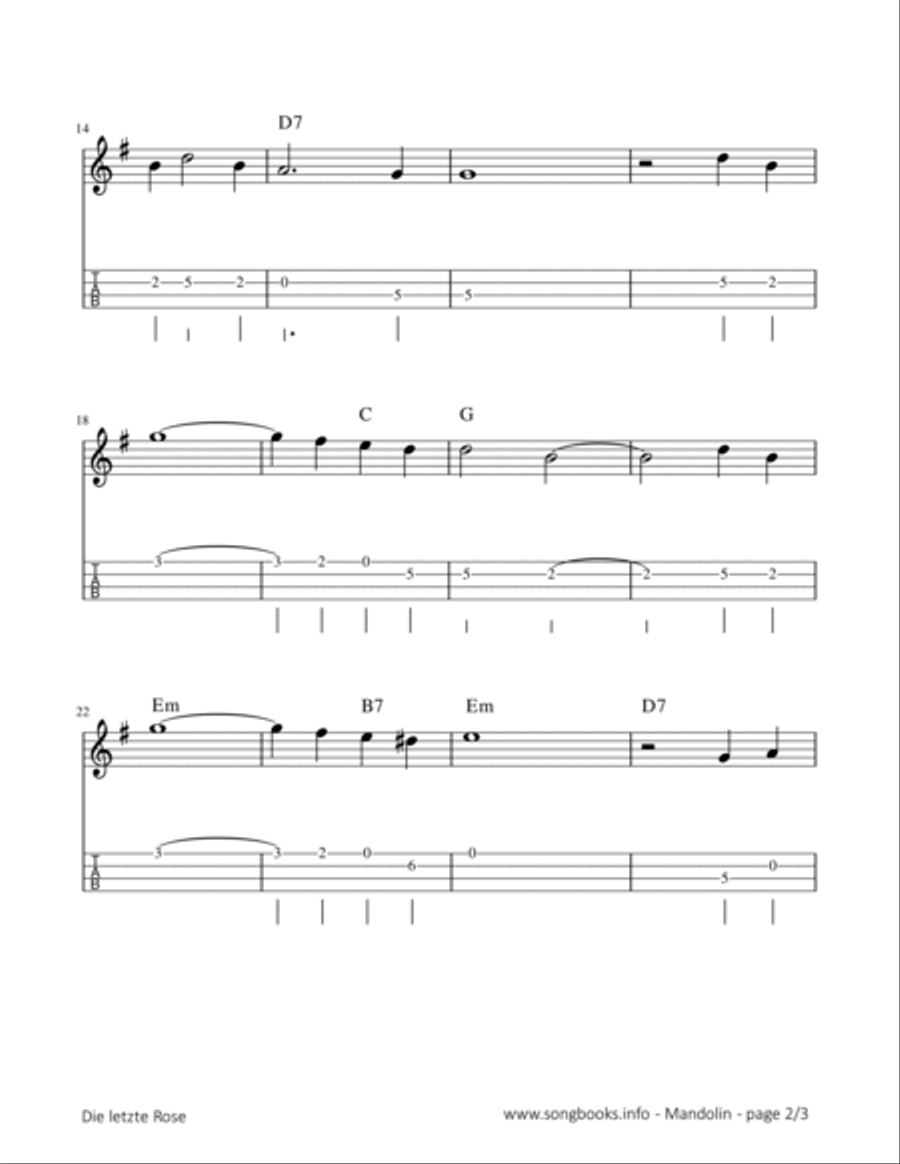 Die letzte Rose - F. v. Flotow Mandolin scores gallery preview page 2