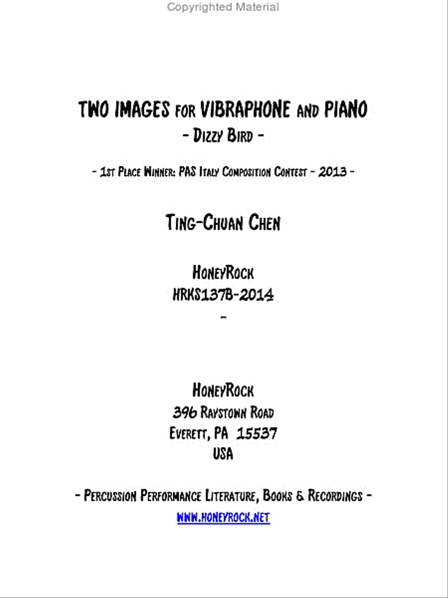 Two Images for Vibraphone and Piano Piano Accompaniment scores gallery preview page 3