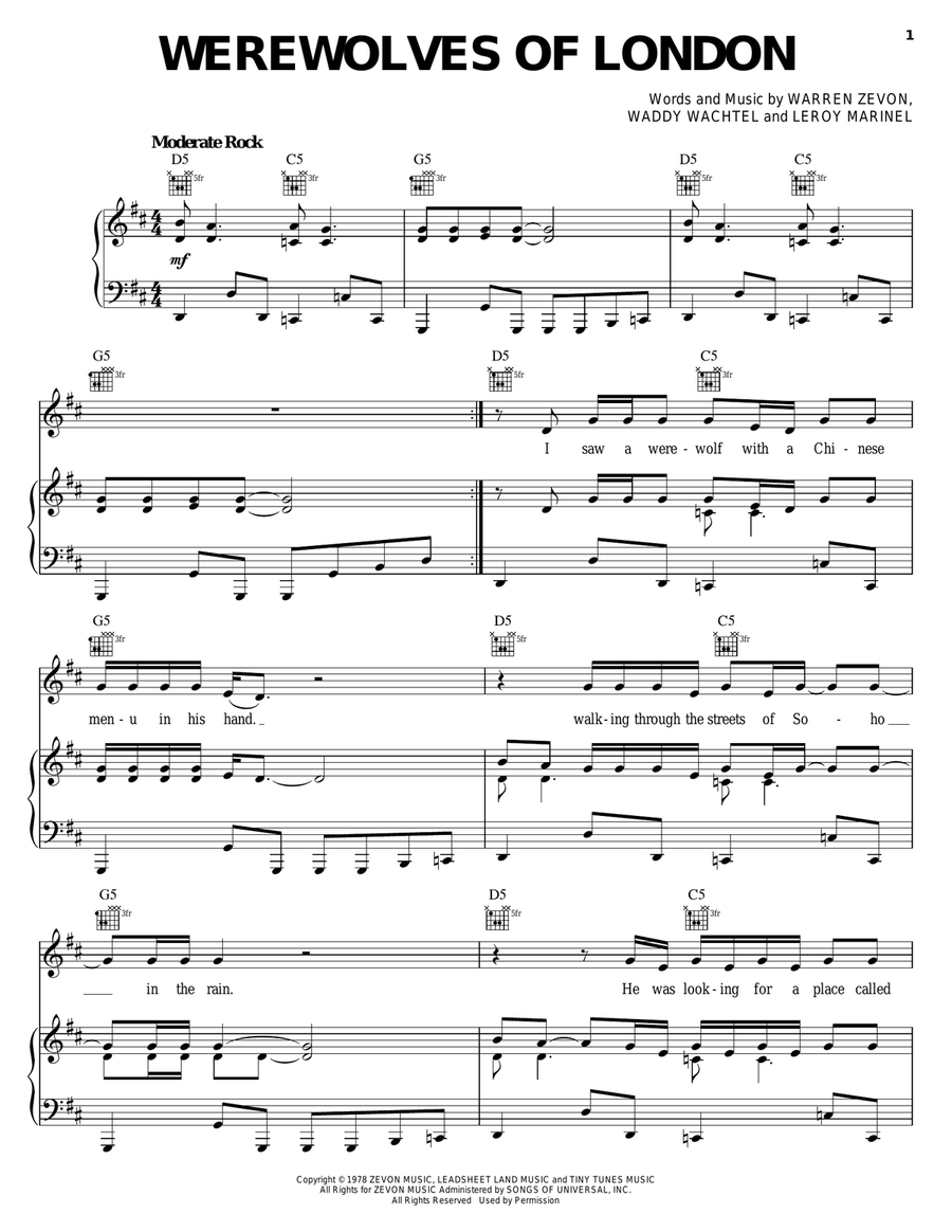 Werewolves Of London Acoustic Guitar scores gallery preview page 1