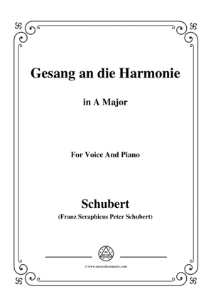 Book cover for Schubert-An die Harmonie(Gesang an die Harmonie),D.394,in A Major,for Voice&Piano