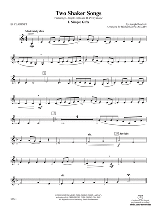 Two Shaker Songs: 1st B-flat Clarinet