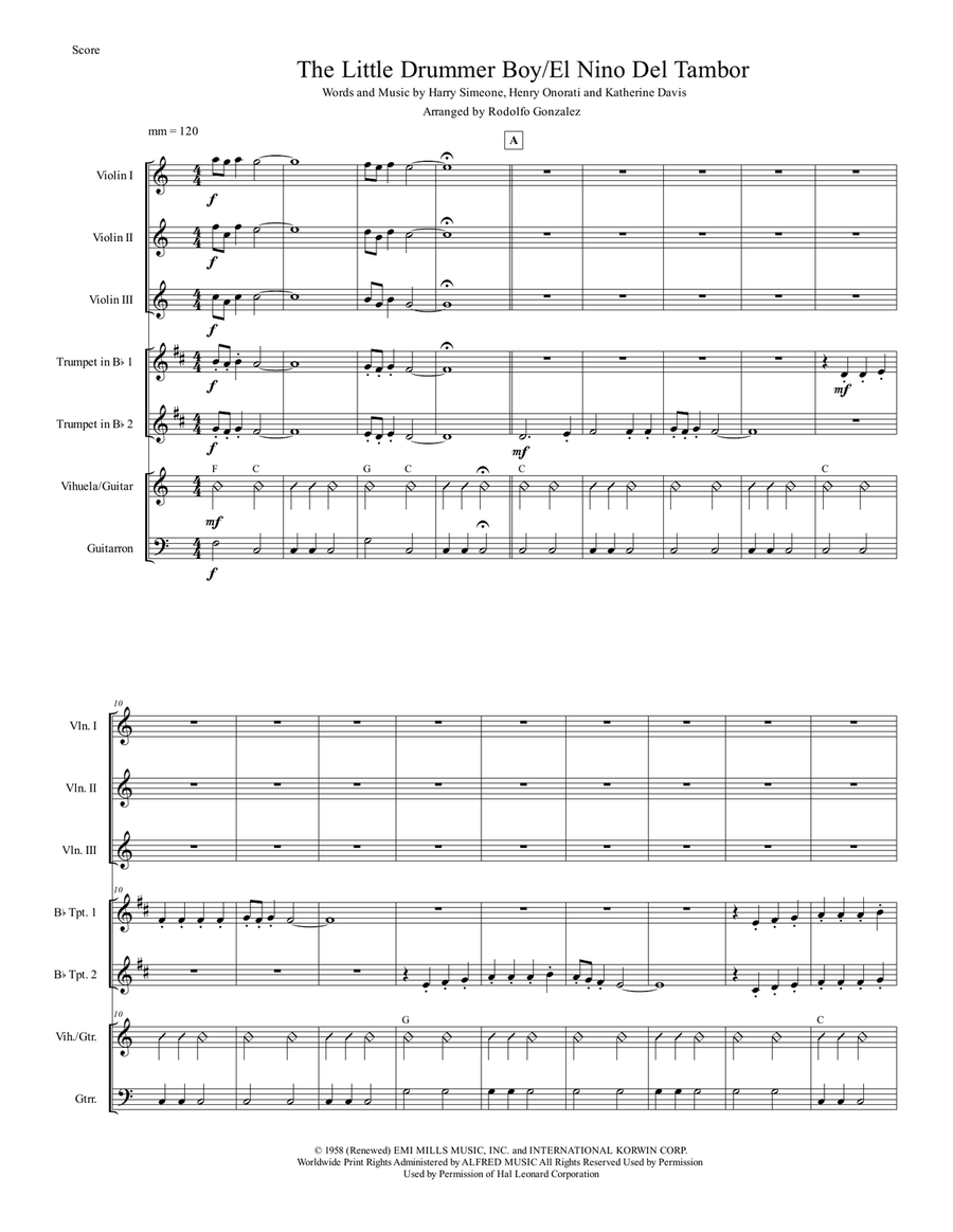 The Little Drummer Boy The Little Drummer Boy Small Ensemble scores gallery preview page 1