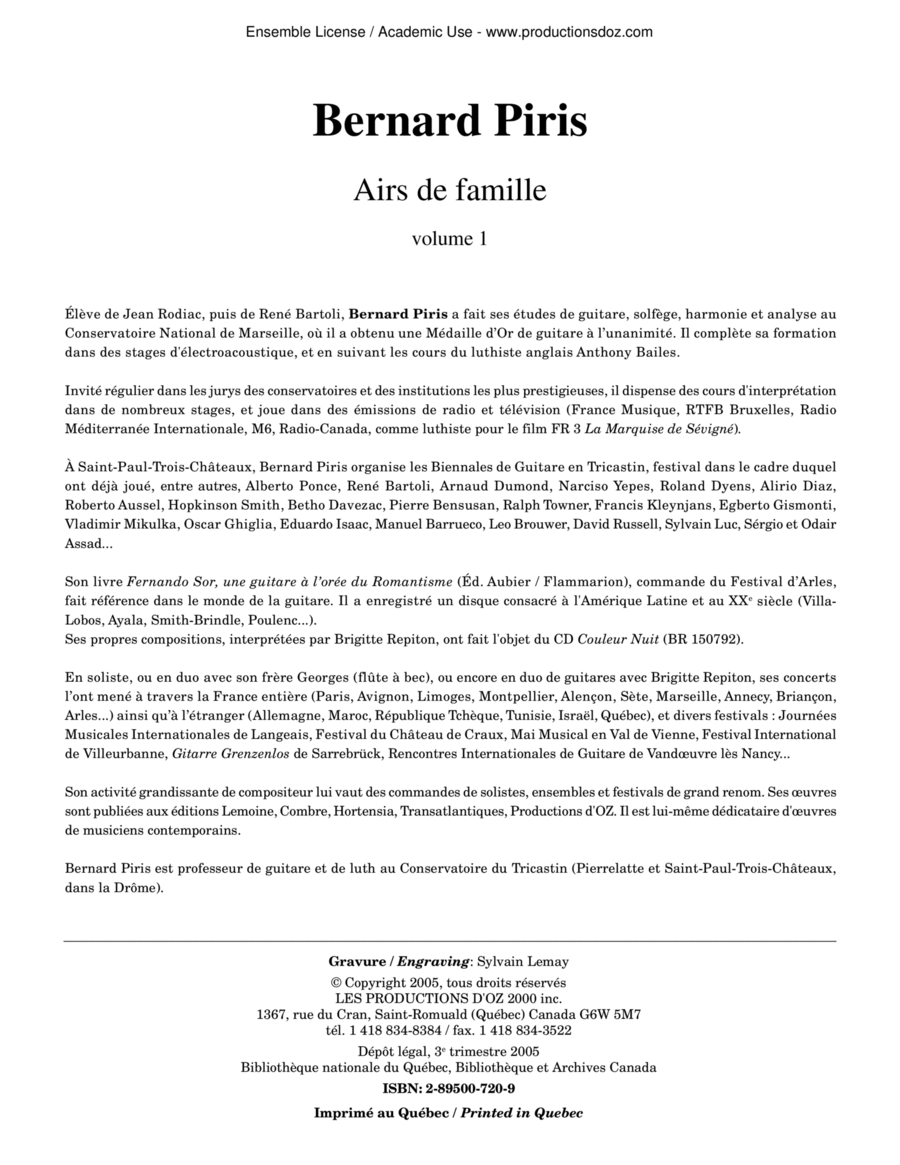 Airs de famille, vol. 1 Airs de famille, vol. 1 Classical Guitar scores gallery preview page 1