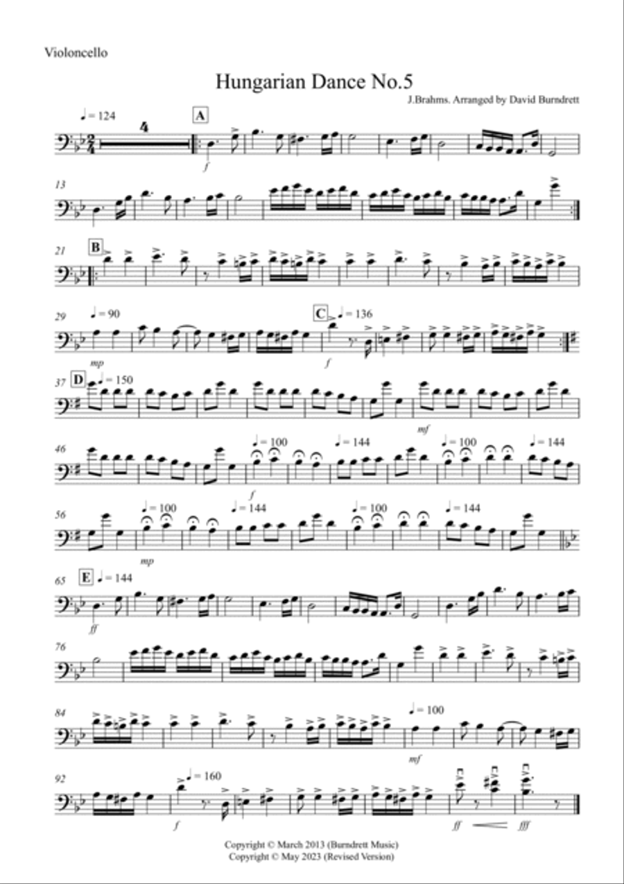 Hungarian Dance No.5 for Cello and Double Bass Duet String Duet scores gallery preview page 3