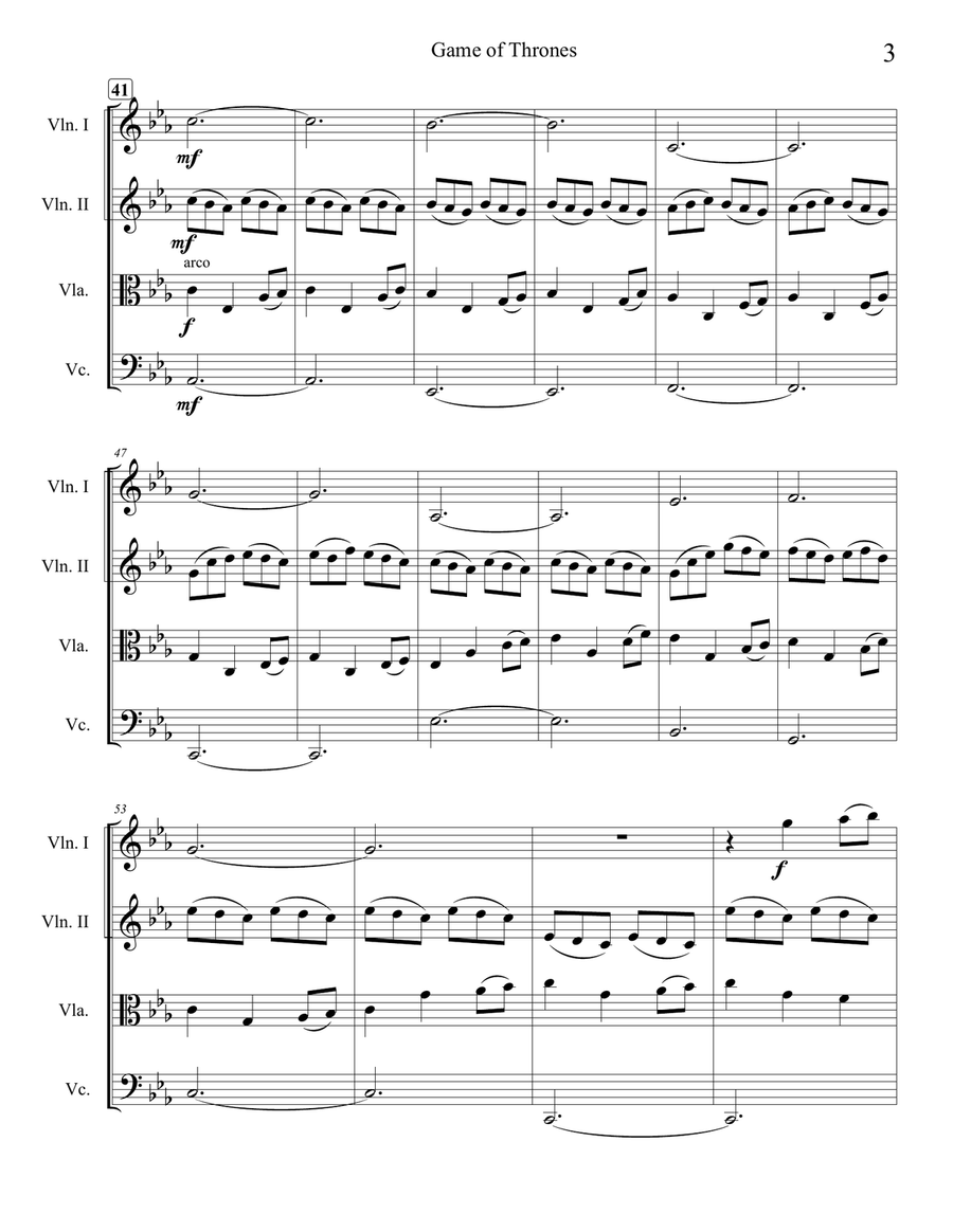 Game Of Thrones Game Of Thrones String Quartet scores gallery preview page 3