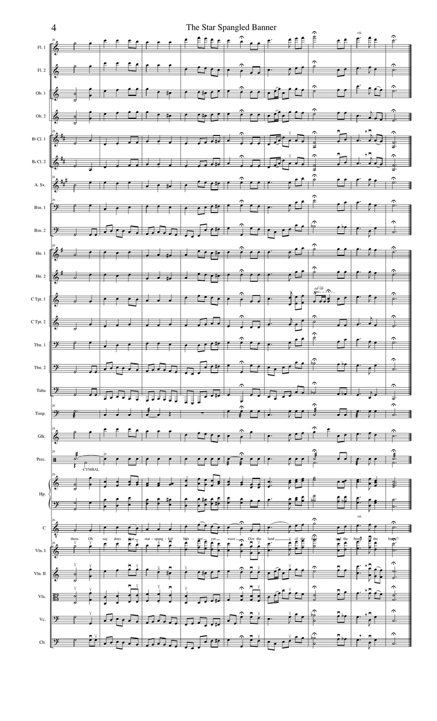 Star Spangled Banner for Orchestra and Voice Full Orchestra scores gallery preview page 5