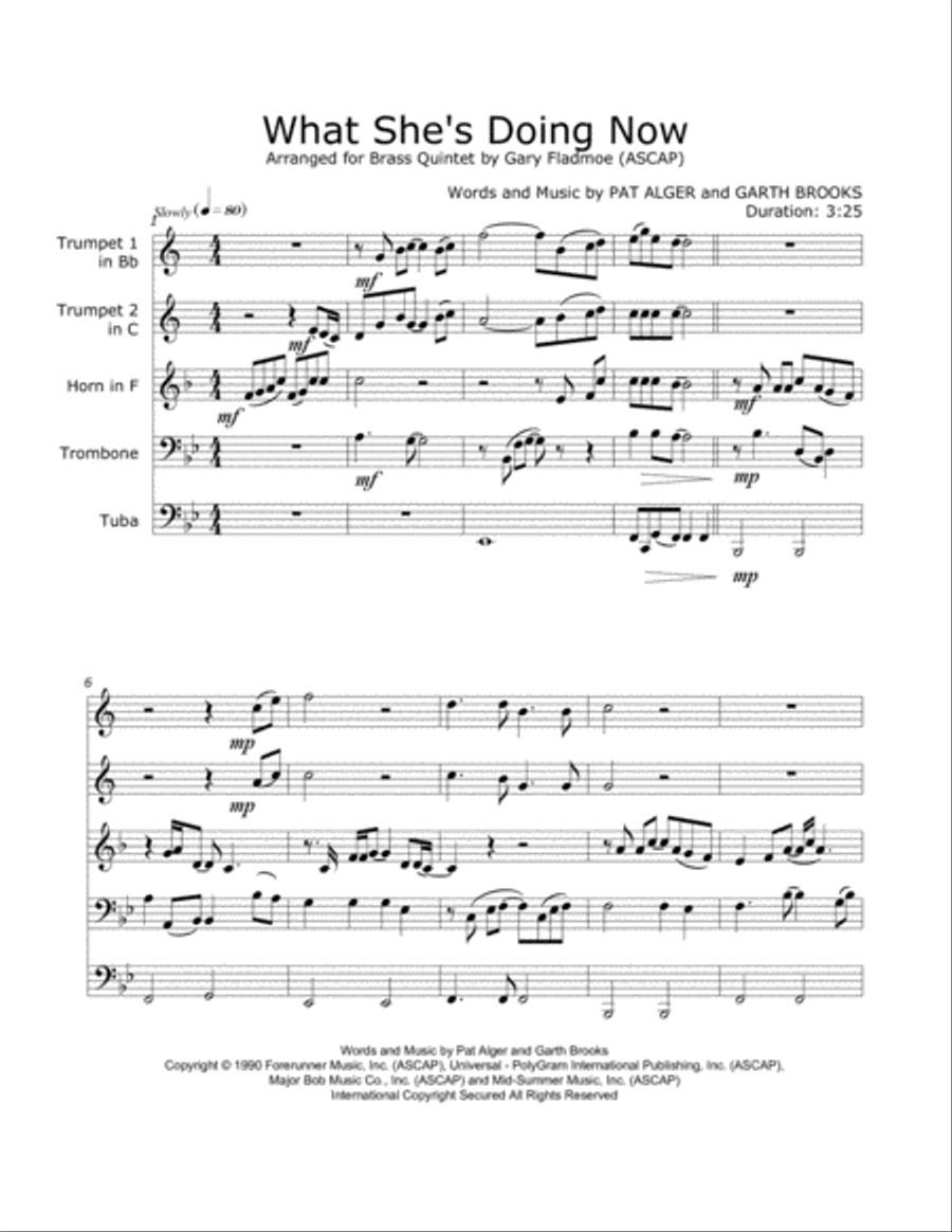 What She's Doing Now Brass Ensemble scores gallery preview page 2