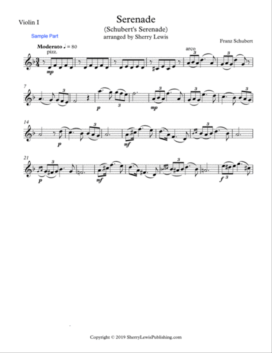 SCHUBERT SERENADE String Quartet, Intermediate Level for 2 violins, viola and cello String Quartet scores gallery preview page 5