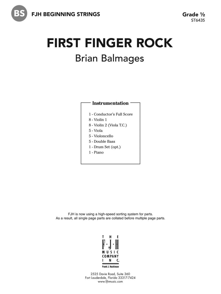 First Finger Rock: Score String Orchestra scores gallery preview page 1