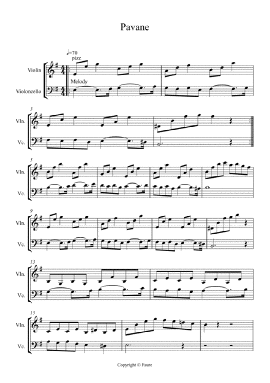 Pavane String Duet scores gallery preview page 1